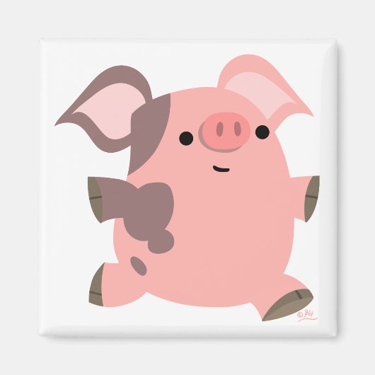 Magnet de cochon de dessin sportif (Devant)