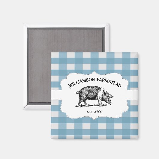 Magnet de cochon de ferme de Buffalo bleu (Recto/Verso)