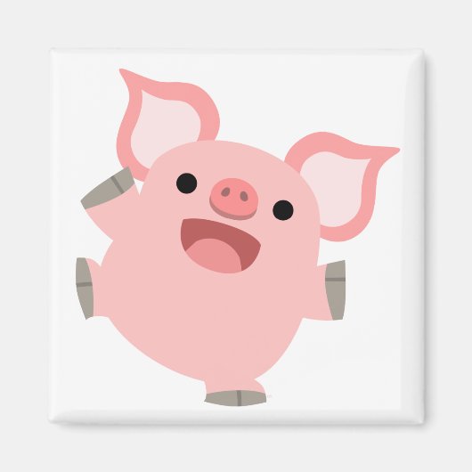 Magnet de cochon joyeux (Devant)