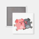 Magnet de cochons de dessin blanc et noir (Recto/Verso)