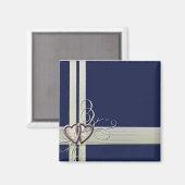 Magnet de coeur bleu marine (Recto/Verso)