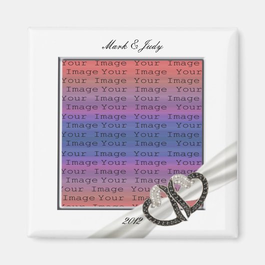 Magnet de Coeurs Diamants Noir & Blanc (Devant)