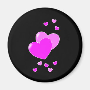 Magnet de Coeurs noirs et roses
