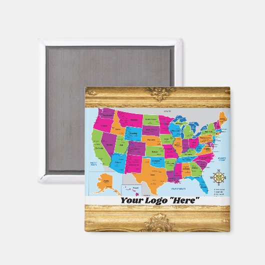 Magnet de conception de carte USA (Recto/Verso)