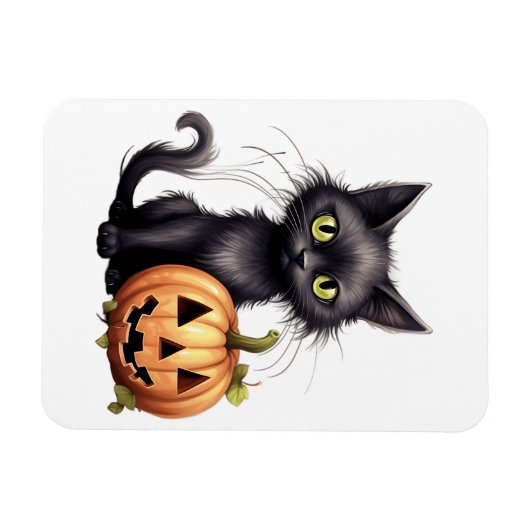 Magnet de conception de chat noir mignon (Horizontal)
