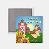 Magnet de coq de tournesol de ferme (Recto/Verso)
