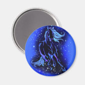 Magnet De Course À Cheval À Bleu Starry Nuit (Recto/Verso)