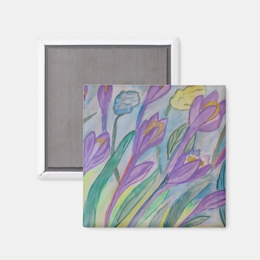 Magnet de crocus de printemps Abstrait (Recto/Verso)