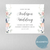 Magnet de croisière Mariage chic bleu et corail