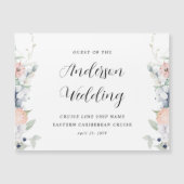 Magnet de croisière Mariage chic bleu et corail (Devant)