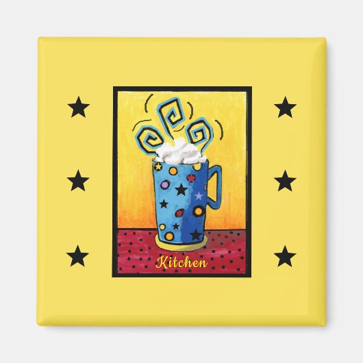Magnet de cuisine bleu Cappuccino (Devant)