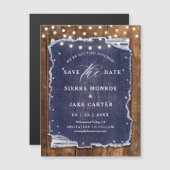 Magnet de date de mariage rustique en bois déchiré (Devant / Derrière)