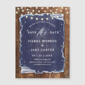 Magnet de date de mariage rustique en bois déchiré (Devant)