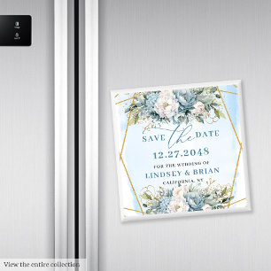 Magnet de date de sauvegarde paillettes or bleu po