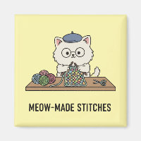 Magnet de dessin animé artisanat tricot chat migno