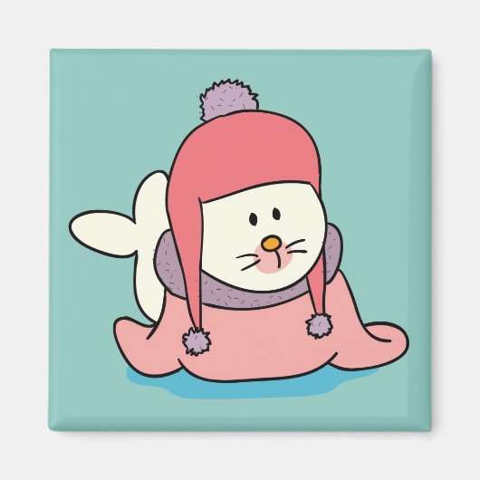 Magnet de dessin animé de bébé phoque mignon (Devant)