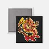 Magnet de dragon chinois rouge (Recto/Verso)