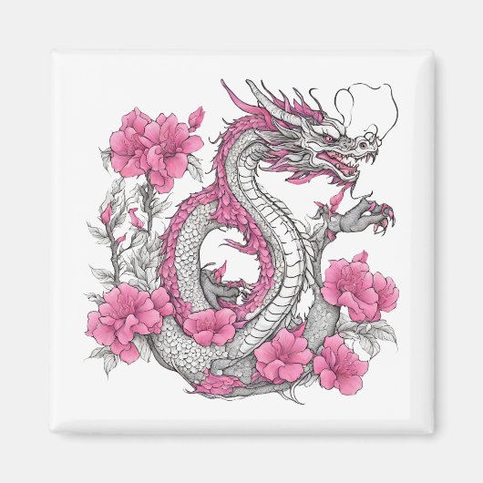 Magnet de dragon de fleurs (Devant)