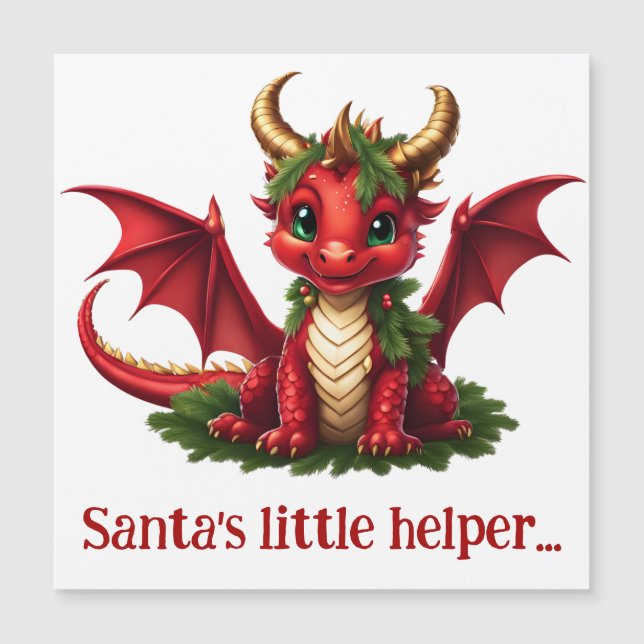 Magnet de dragon de Noël mignon (Devant)