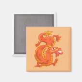 Magnet de dragon oriental orange (Recto/Verso)