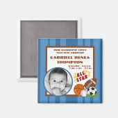 Magnet de Faire-part bleu étoile {TBA} 2 po x 2 po (Recto/Verso)