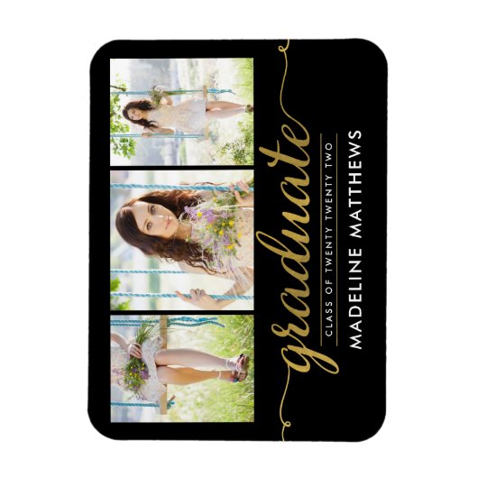 Magnet de Faire-part de graduation de script graci (Vertical)