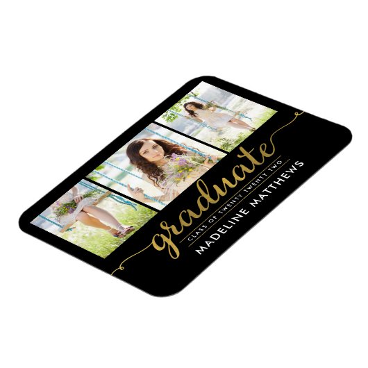 Magnet de Faire-part de graduation de script graci (Côté Gauche)