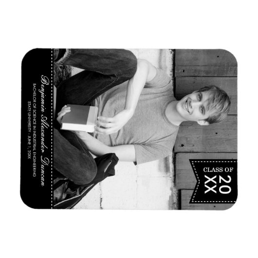 Magnet de Faire-part de graduation élégamment poin (Horizontal)