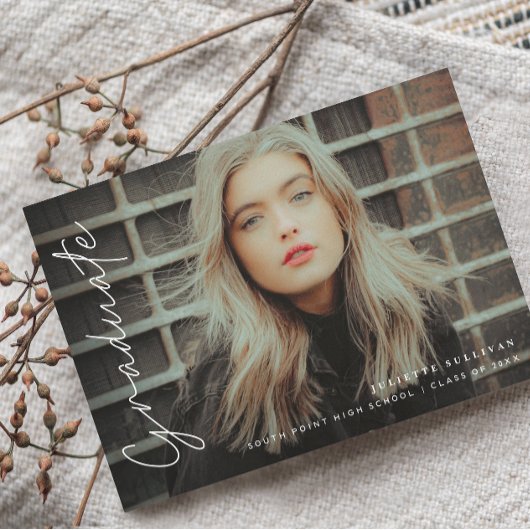 Magnet de Faire-part de graduation photo de script
