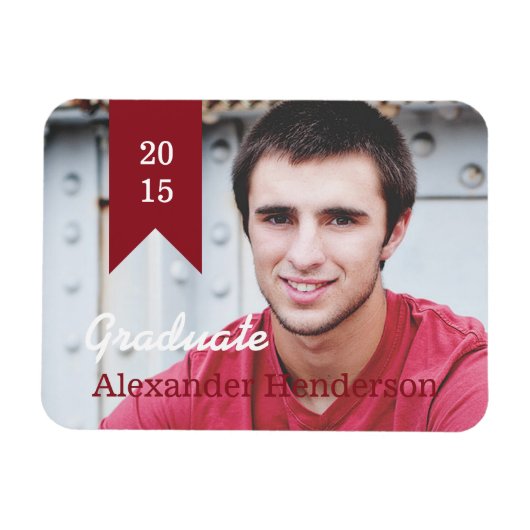 Magnet de Faire-part photo Red Graduation (Horizontal)