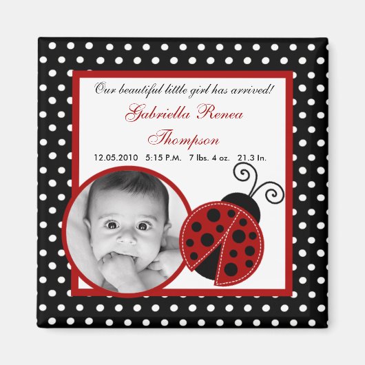 Magnet de Faire-part Red Ladybug {TBA} 2"x2" (Devant)