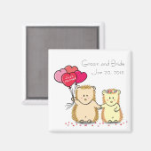 Magnet de faveur de mariage de couple de hérisson  (Recto/Verso)