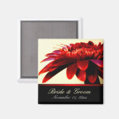 Magnet de Faveur de Mariage Fleur de Passion Rouge (Recto/Verso)