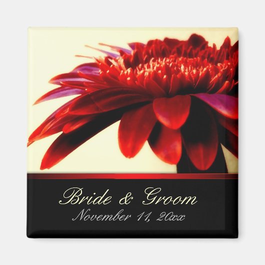 Magnet de Faveur de Mariage Fleur de Passion Rouge (Devant)
