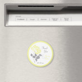 Magnet de faveur de mariage Pivoine jaune sur blan (In Situ (Lave-vaisselle))