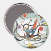 Magnet de fée de fée d'oiseaux de renard d'aqua (Recto/Verso)