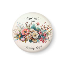 Magnet de fête d'anniversaire floral personnalisé