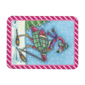 MAGNET DE FLAMANT ROSE ROSE DE NEIGE HIVER (Horizontal)