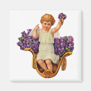 Magnet de fleurs de cerub et de violet