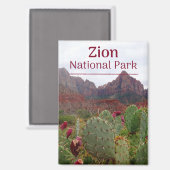 Magnet de fleurs du parc national de Zion (Recto/Verso)