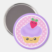 Magnet de fraises Kawaii Cupcake (Recto/Verso)