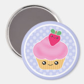 Magnet de fraises Kawaii Cupcake (Recto/Verso)