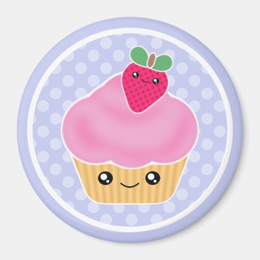 Magnet de fraises Kawaii Cupcake (Devant)