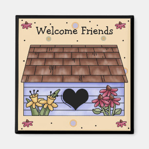 Magnet de frigo maison d'oiseaux de campagne