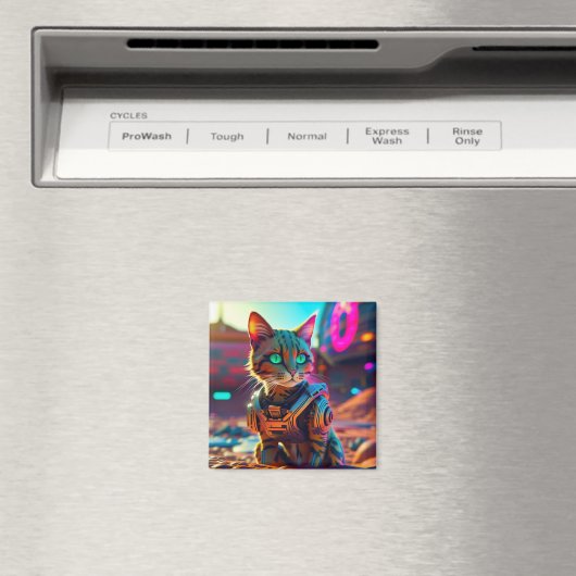 Magnet de frigo pour chat Cyberpunk (In Situ (Lave-vaisselle))