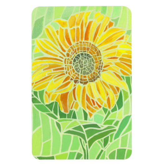 Magnet de frigo souple en mosaïque de tournesol (Vertical)