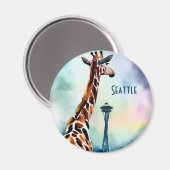 Magnet de girafe de Seattle (Recto/Verso)