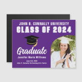 Magnet de graduation personnalisé de photo pourpre (Devant / Derrière)