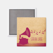 Magnet de gramophone Vintage Fuchsia (Recto/Verso)