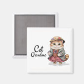 Magnet de grand-mère de chat - Cadeau d'été mignon (Recto/Verso)
